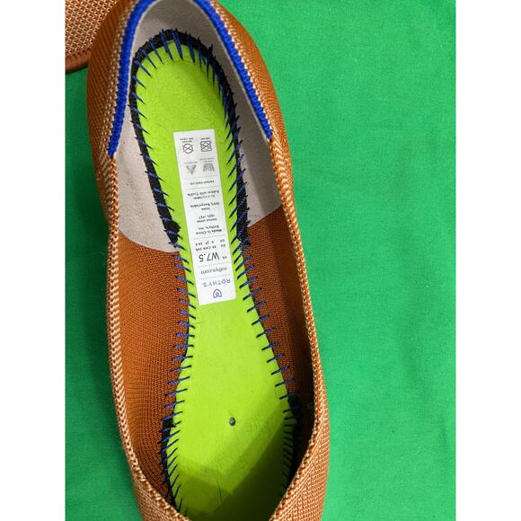 Rothy's The Point ballet flats the "Amber" burnt orange textile Blue Trim 7.5 - Picture 11 of 14